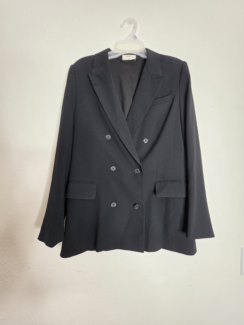 Babaton Women’s Black Double-Breasted Notch Lapel Lined Blazer Size 6
